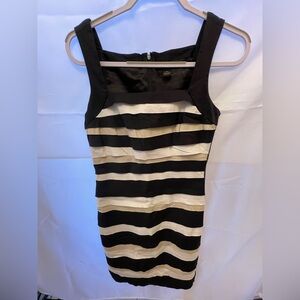 White House Black Market Black & Ivory Stripe Bodycon Dress Size 4